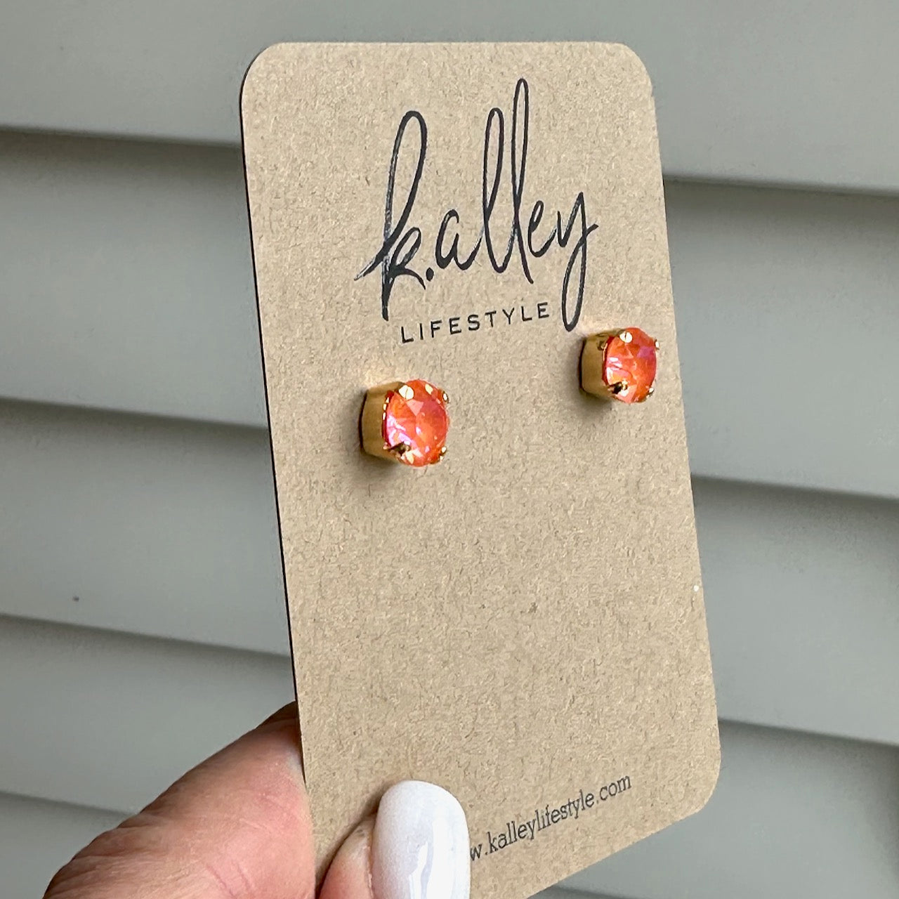 Orange Crystal Post Earrings
