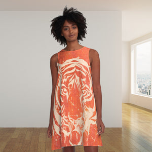 Distressed Orange Cream Tiger A-Line Dress