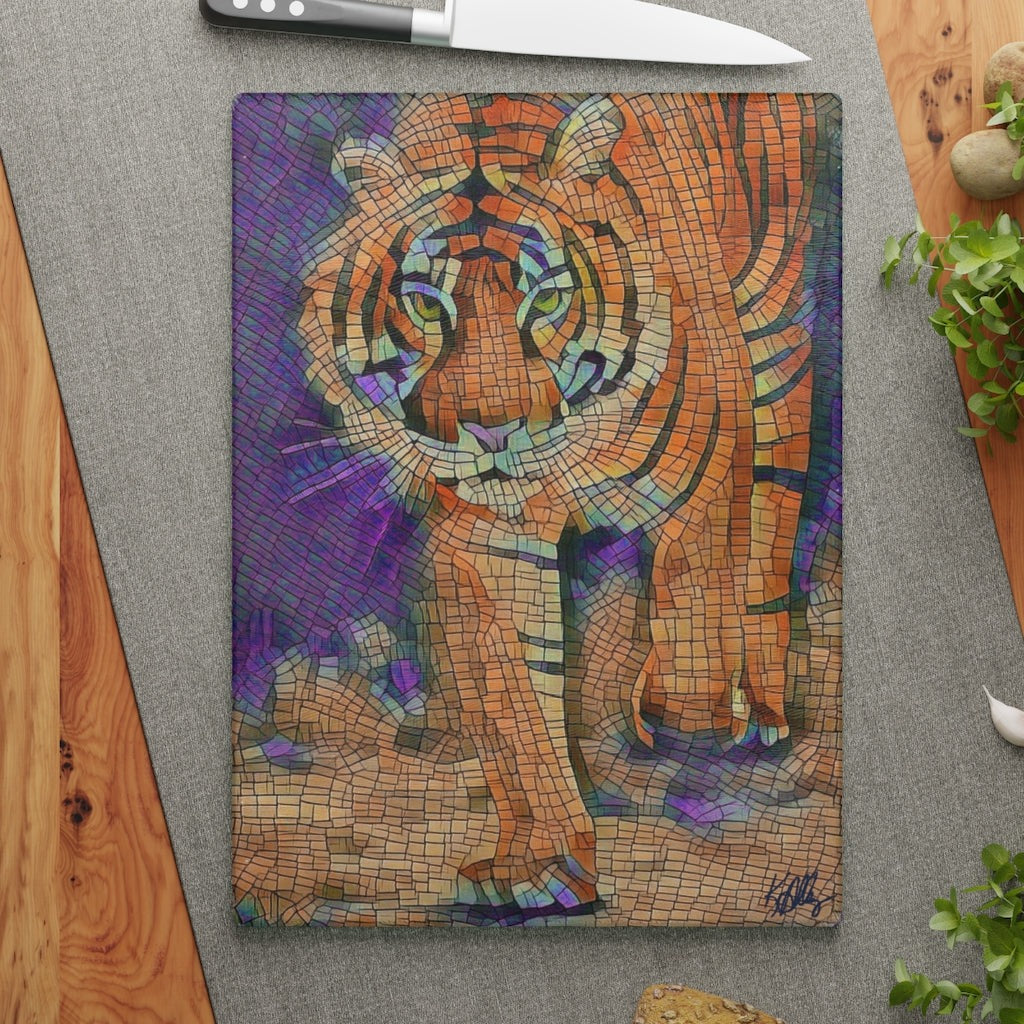 Mosaic Tiger Glass Charcuterie/Cutting Board