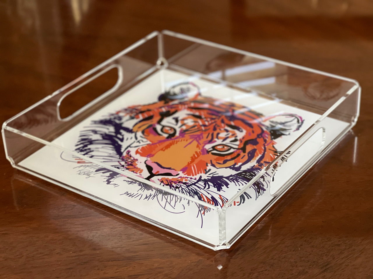 Abstract Tiger Clear Acrylic Tray