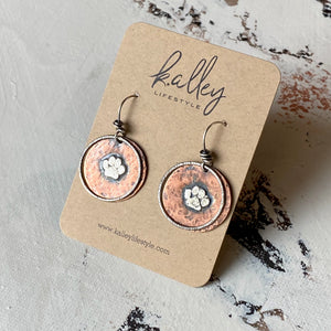 Copper and Sterling Paw Earring