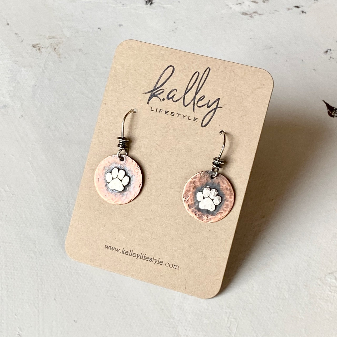 Sterling Paw on Copper Earring (2 sizes)