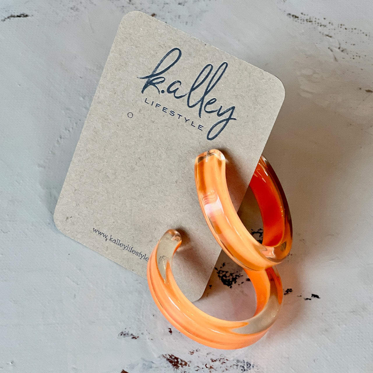 Orange Translucent Semi-Hoop Earring