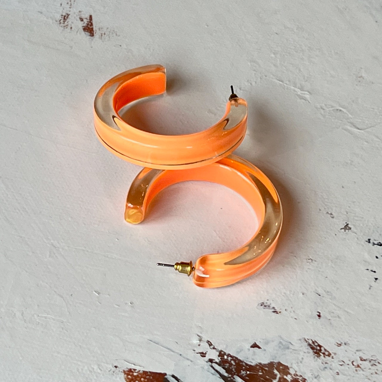 Orange Translucent Semi-Hoop Earring
