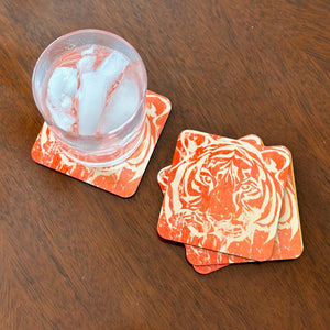Distressed Orange Tiger Traditional Coasters (set of 4)