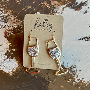 Cheers! Faceted Wine Glass Earring (3 Colors)