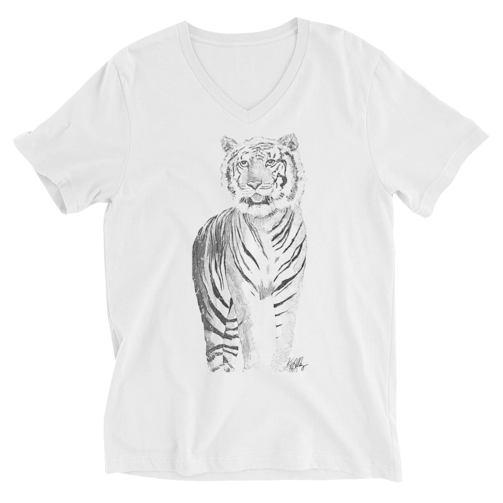 Black & White Tiger V-Neck T-Shirt