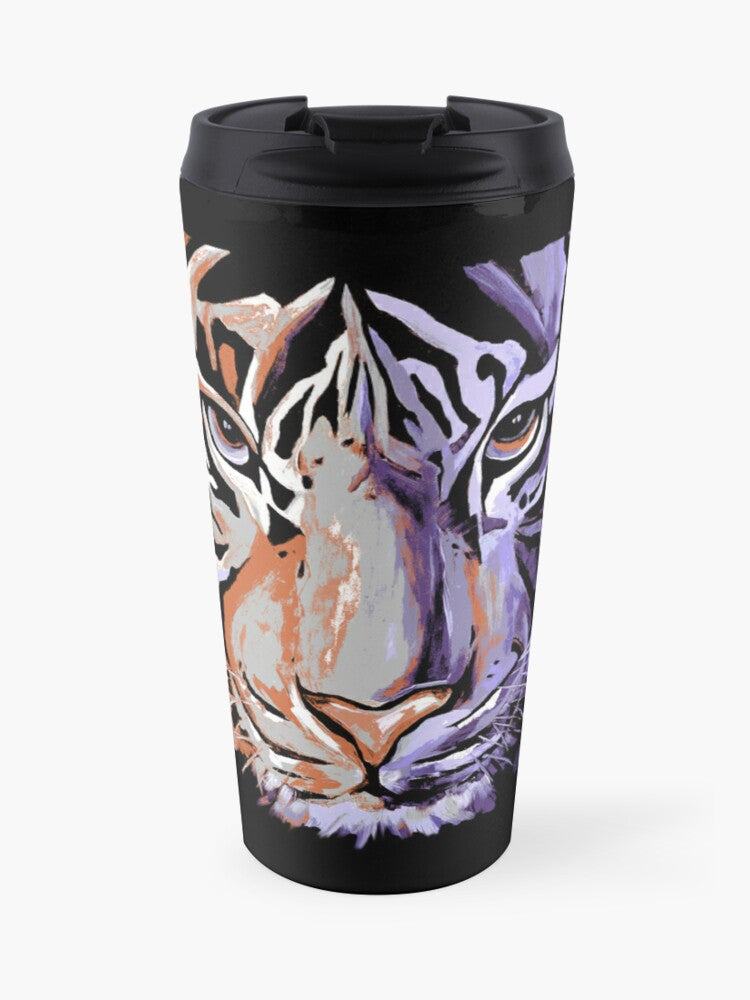 Fierce Tiger Black Insulated Travel Mug