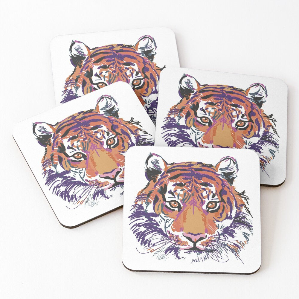 Abstract Tiger Traditional Coasters (set of 4)